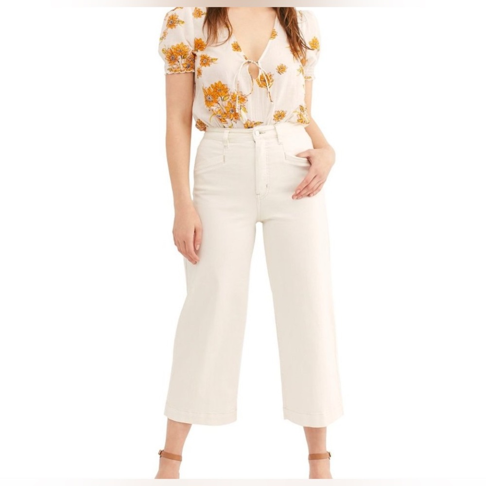 We The Free - Free People CRVY Lace-Up Cropped Wide-Leg Jeans Women’s Size 29